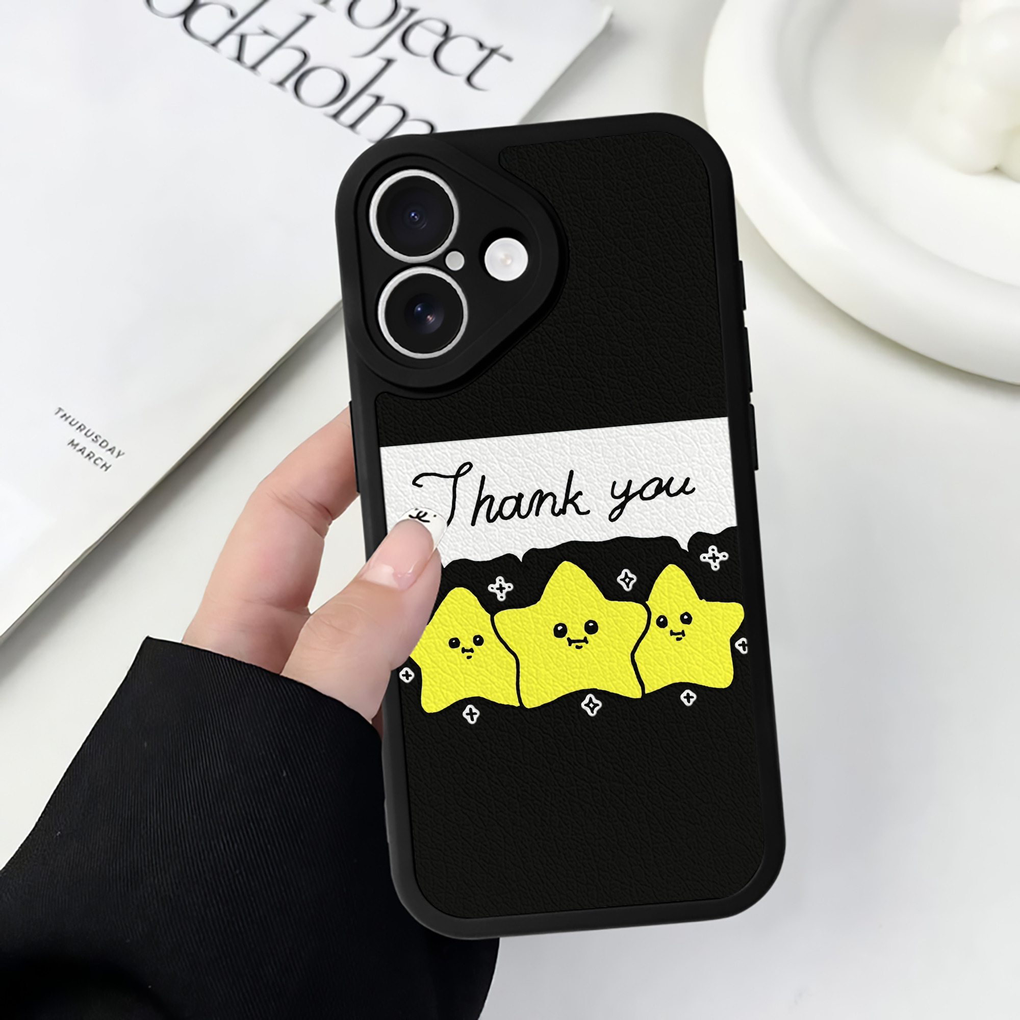（画像用） ちいかわ 流れ星 Chii-kawa Shooting star 【iPhone 16シリーズ対応】シリコンスマホケース（レザー調） 材質：シリコン